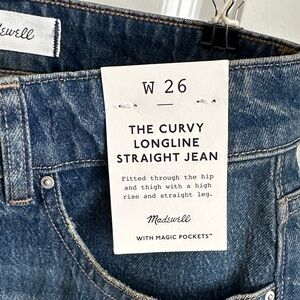 Madewell Curvy Longline Straight Jeans 26 Greendale Wash NWT